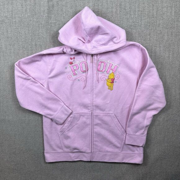 Disney Women's Sz 1X Winnie The Pooh Fleece Hoodie Zip-up Jacket Piglet Pink - Picture 1 of 12